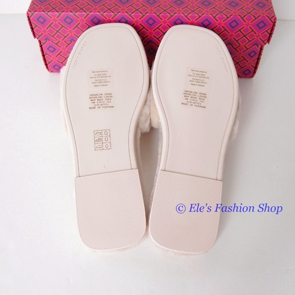 NIB Tory Burch Jeweled Double T Shearling Slipper Buttermilk US 7.5 8 8.5 9 9.5 - Picture 16 of 16
